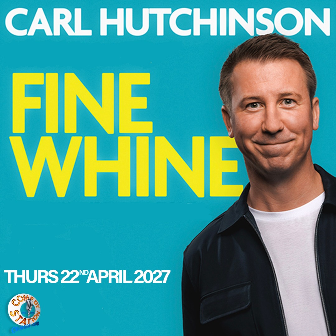 Carl Hutchinson leaning into view, in front of the words “Fine Whine” and his name